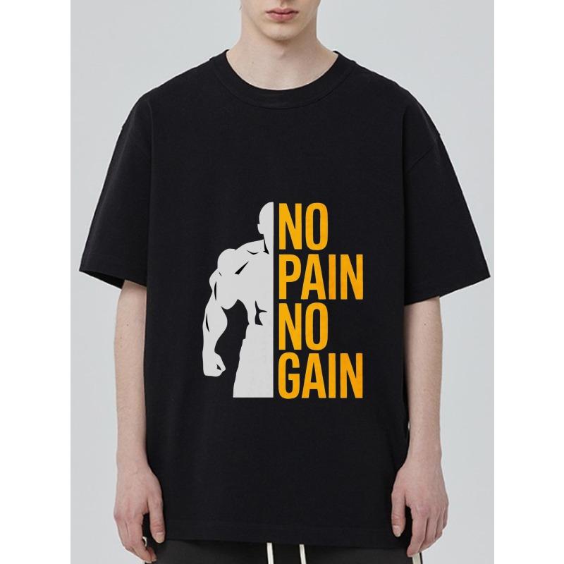 

Black T-Shirt No Pain No Gain Muscular Man Graphic Gym Workout Fitness Motivation Shirt for Men and Women Casual Wear Sportswear XXXXL чёрный