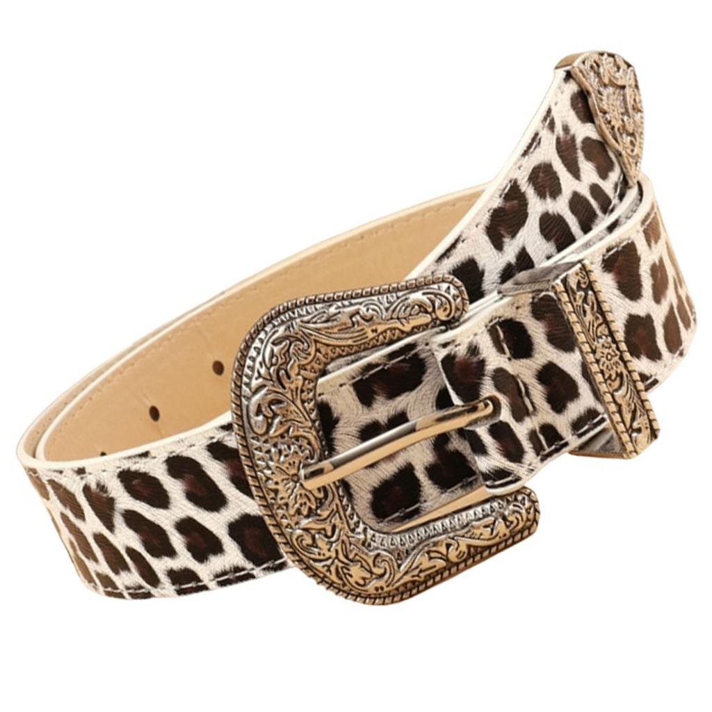 Unique Waist Belt Leopard Print Chain for Cowboy Cowgirl Stylish Hot Buckle Retro Hot Buckle Waist Chain Belt