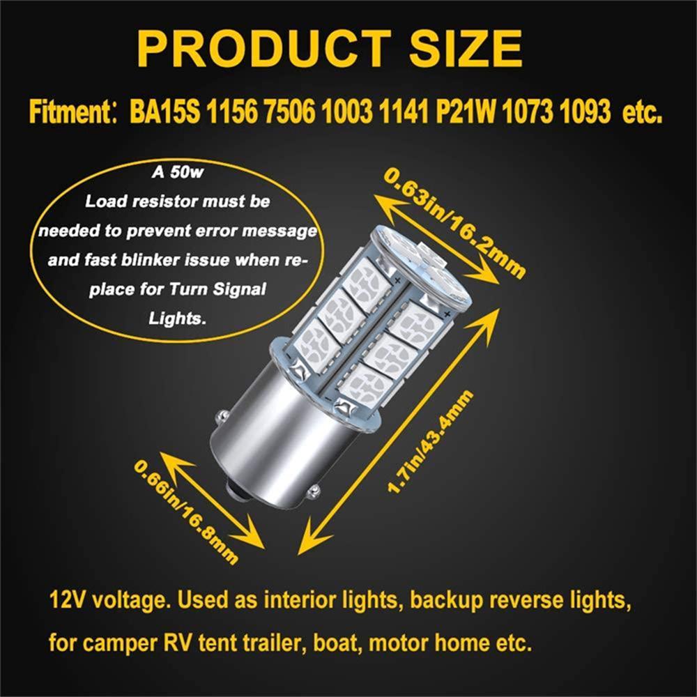 10xLED Light Bulbs 5050 Compatible w/ 1156 P21W BA15S For 12V Ceiling Lamp Bulbs
