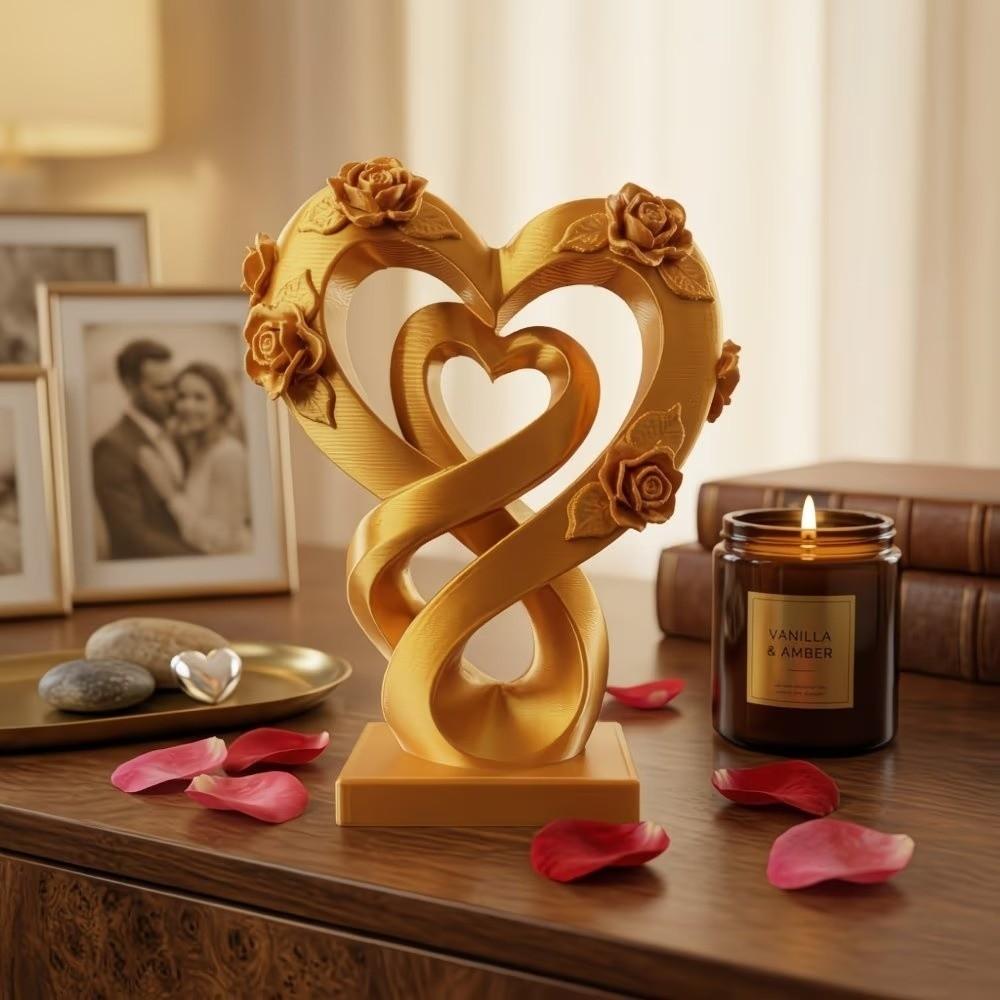 Modernes Herz-Rosen-Ornament Romantisches Herz-Statuen-Ornament Kreatives Liebes-Ornament Valentinstagsgeschenk