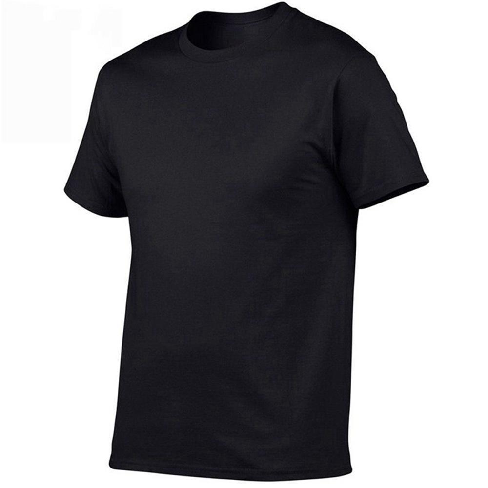Short Sleeve T-shirt for Men Loose Fit Pure Color Black White Simple Summer T-shirt Round Neck Top