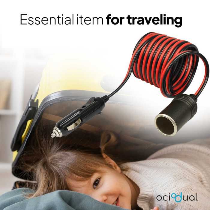 Rallonge Allume Cigare - OCIODUAL - 12V - 1 Mètre - Universelle - Rouge et Noir