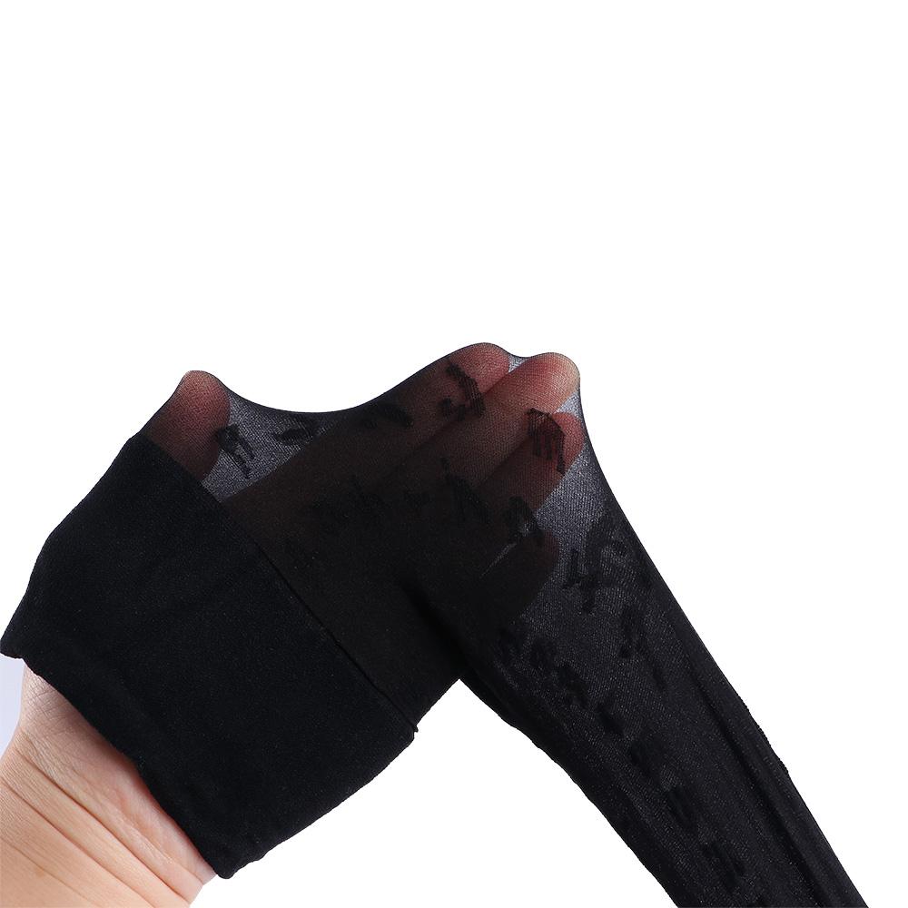 Breathable Black Women Gothic Letter Print Japanese Hosiery Silk Stockings Nylon High Knee Socks