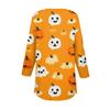 Women's Fashion Loose Button Collar Halloween Print Long Sleeve T-Shirt Top Pullover