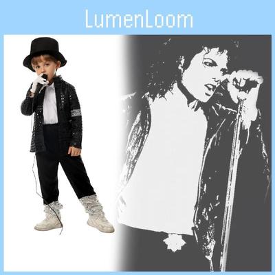 Kostium Cosplay Mj Michael Jackson Dla Dzieci Z Nadrukiem Na Występy Sceniczne i Taneczne