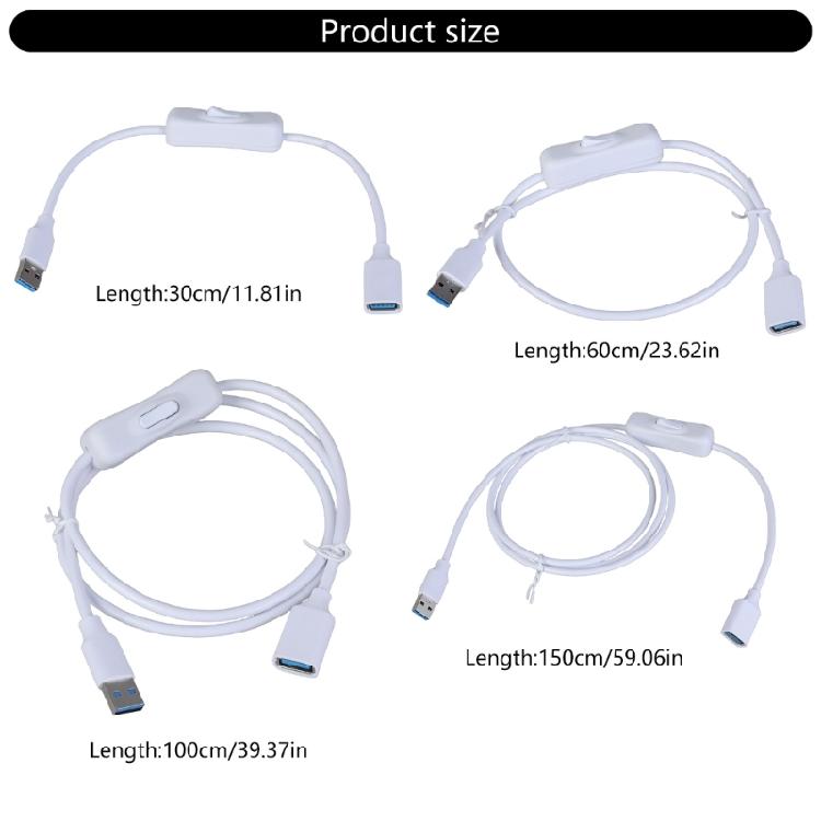 USB3.0 Extension Cable with On/Off Switches Male to Female for Quick Data and Power Access in Home and Office