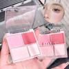 Four-Color Blush & Highlighter Contour Palette: Cream, Powder, Matte, Natural Apricot Tones for Shadow and Glow