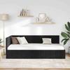 L shaped bed frame with headboard black 100 cm x 200 cm velvet