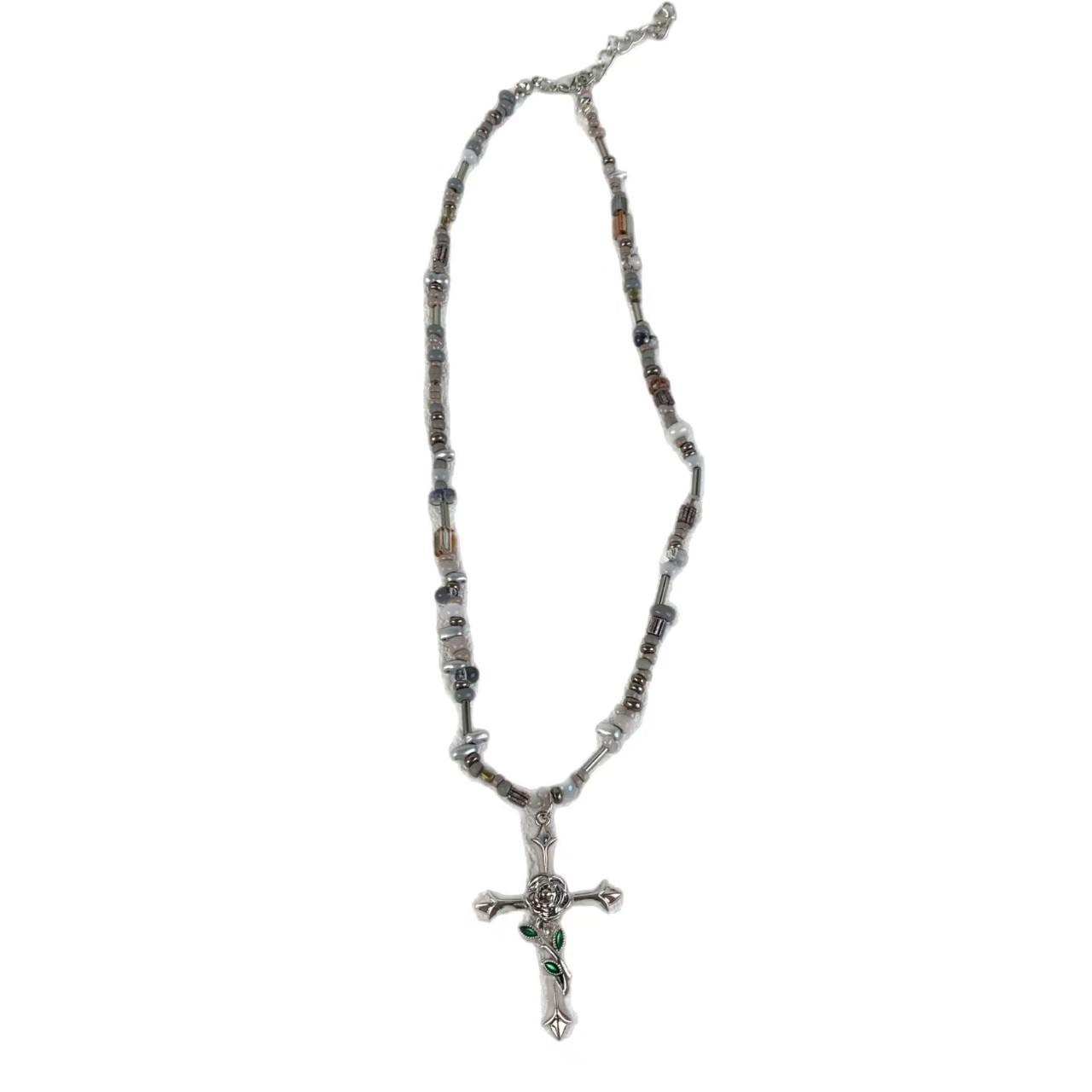 

European and American retro crosses stacked with necklaces, women s niche baroque long tassel light luxury fashion accessories