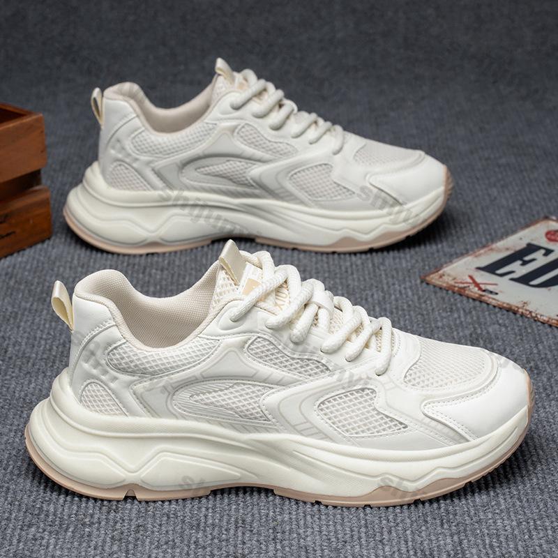 Men White Sneakers Summer New Breathable Mesh Non Slip Sports Running Shoes Lightweight Comfortable Lace Up Outdoor Casual Shoes