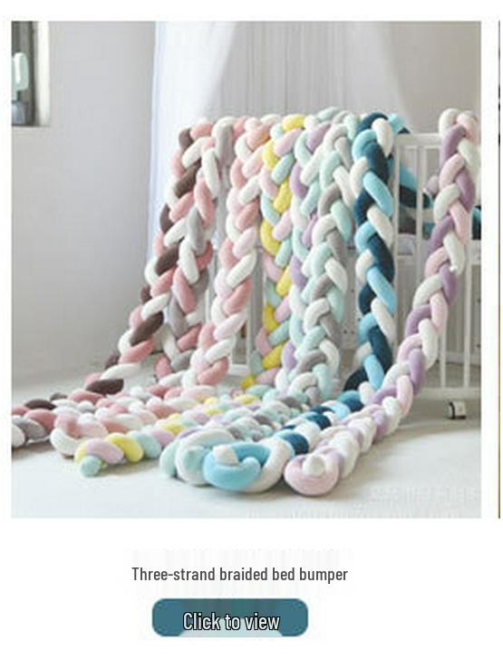 Nordic Cable Knit Crib Bumper - Three-Strand Braid Knotted Rope Pillow