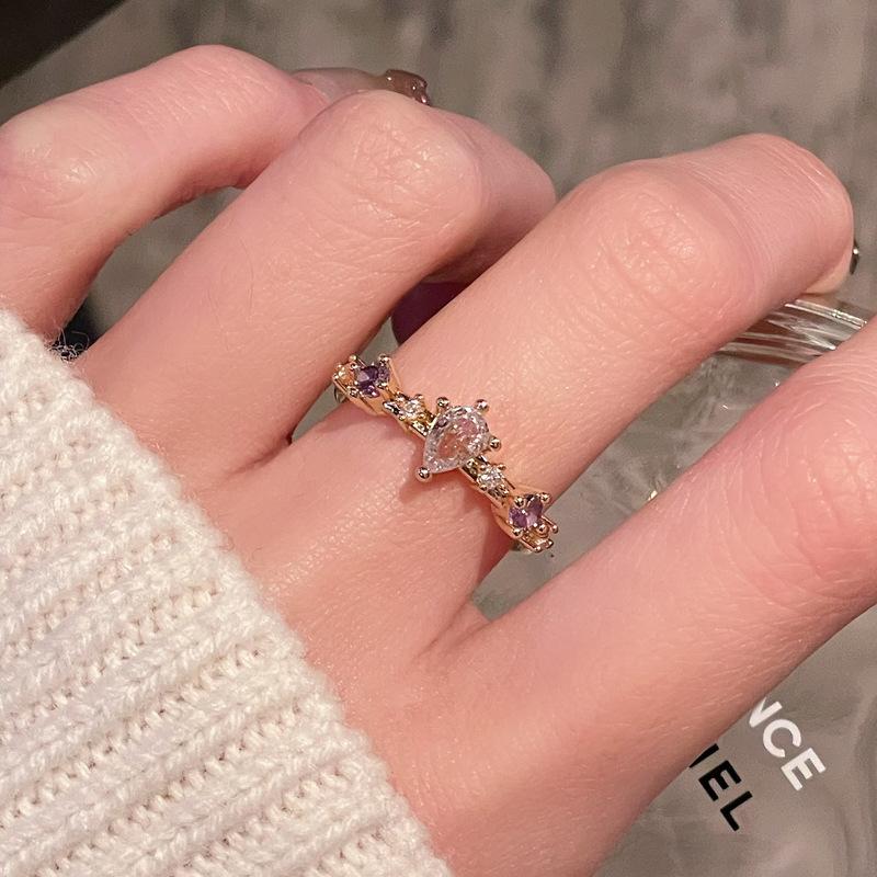 Niche Design Color Treasure Color Zir*****Pen Ring High Sense Simple Fashion Medieval Jewelry Women