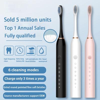 Adult Electric Toothbrush With Charging Base, Portable, Ultra Long, Continuous Energy, High-Frequency Cleaning With Brush Head