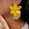 Butterfly Orchid Orchid Flower Shell Earrings Shell Shape Oil Drip Floral Ear Studs Exaggerated Iron Ear Pendant Summer