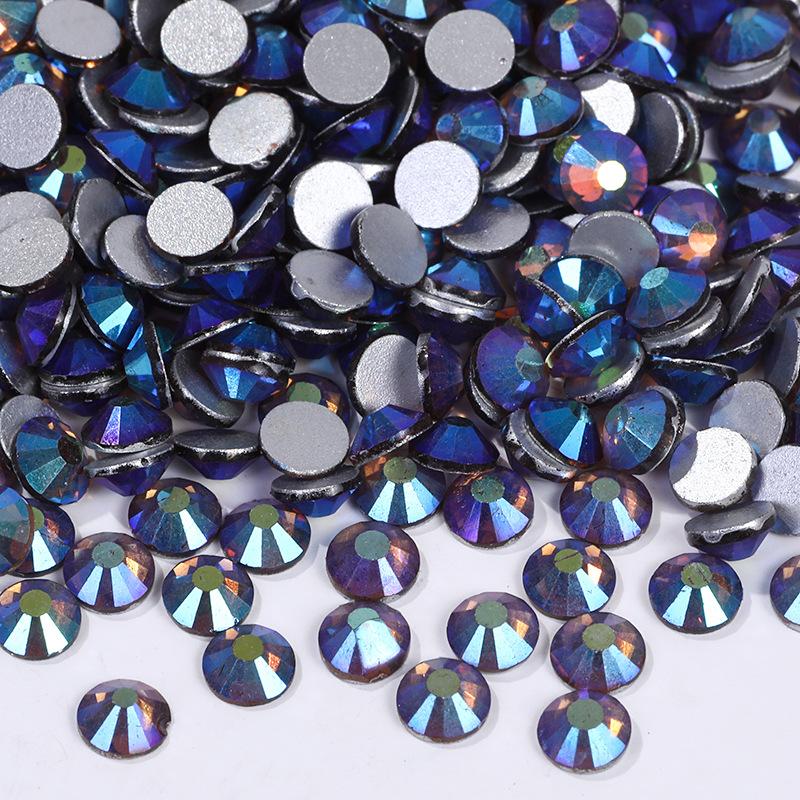 Color Ab Crystal Glass Flat Bottom Drill Round Nail Drill Diy Colorful Nail Jewelry