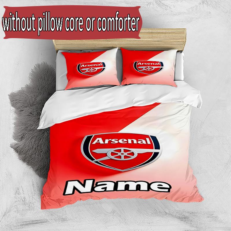 3pcs Duvet Cover Set (1*Duvet Cover + 2*Pillowcase, Without Core), Custom Name Arsenal F.C Pattern Bedding Set, Home Bedroom Decor Gift