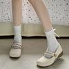 White versatile skirt round head light mouth thick heel Mary Jane shoes women's 2025 new summer retro French single shoes