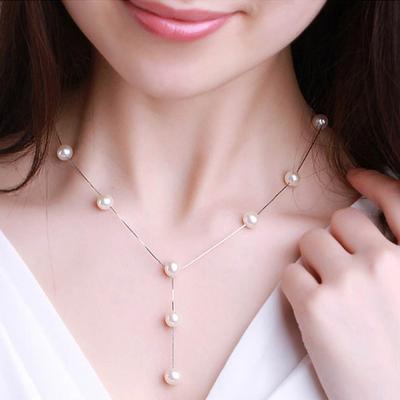 3Pcs/Set Sweet Women Faux Pearl Long Chain Dangle Earrings Bracelet Necklace