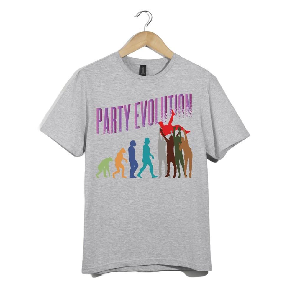 Party Evolution Funny Unisex T-Shirt Crowd Surfing Humor Tee Night Out Graphic 4XL