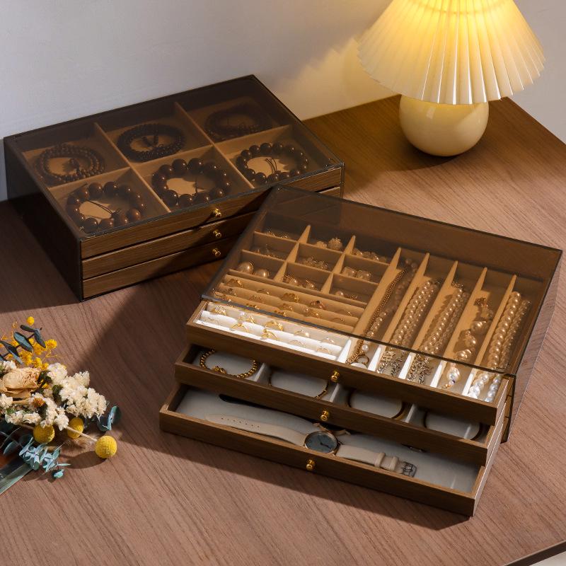 Walnut Jewelry Storage Box for Necklaces, Earrings, Bracelets, and More