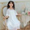 Girl Princess Nightgown Long Sleeved Spring And Autumn Children's Lace Palace Baby Girl Parent-child Ice Silk Pajamas