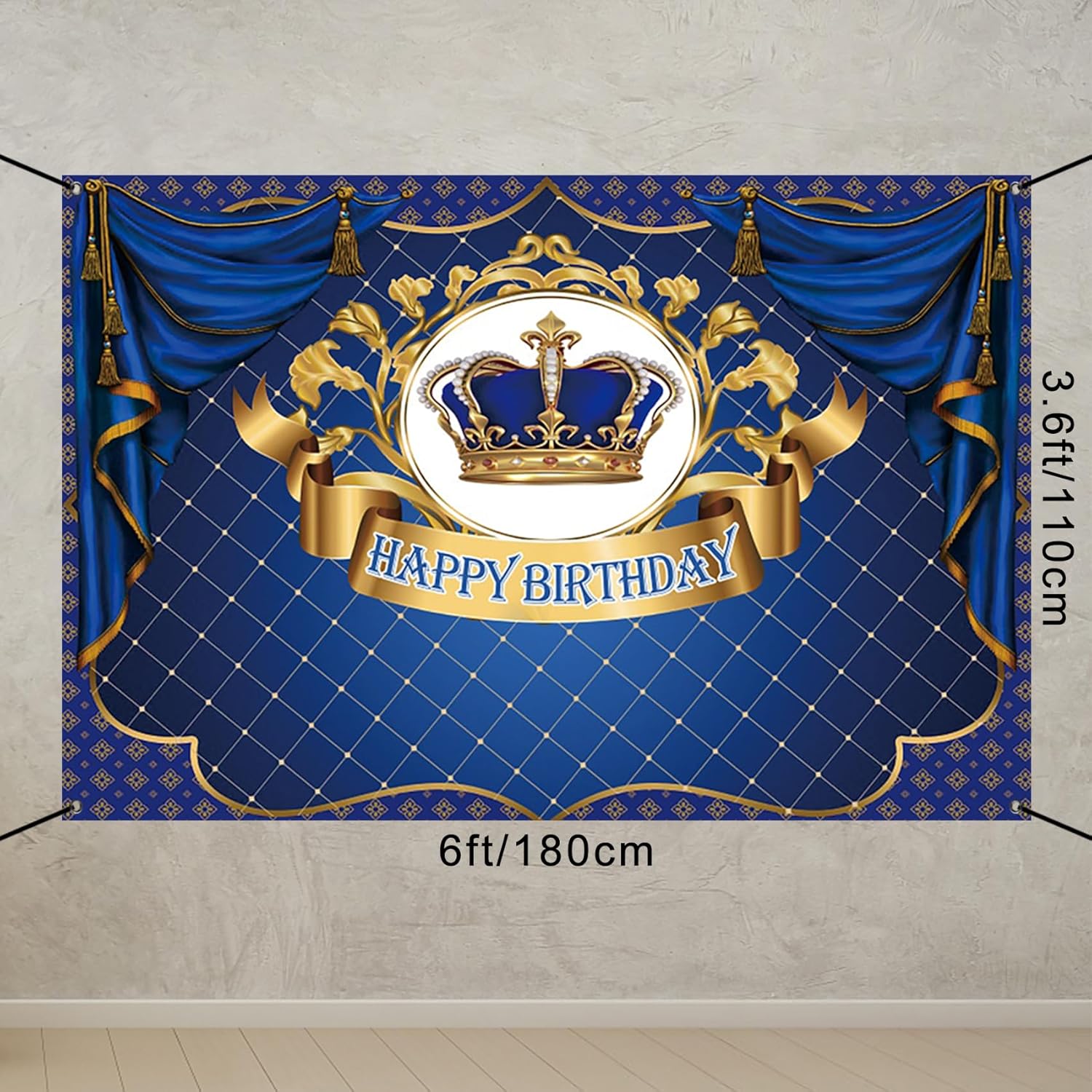 CSFOTO Полиэстер Баннер С Днем Рождения Королевский Синий Золотой Знак Постер для Мужской Вечеринки По Декорации Баннер Синий Занавес Корона Вечеринка По Случаю Дня Рождения