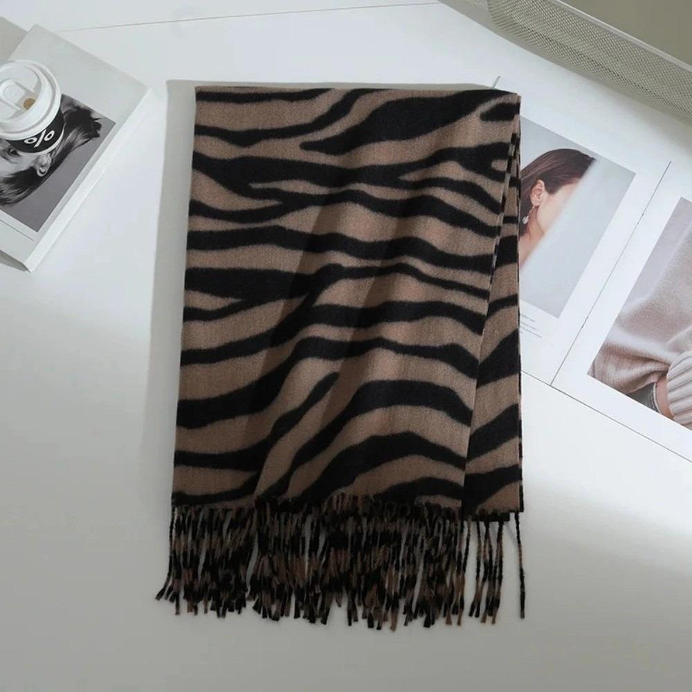 

Autumn Winter Imitation Cashmere Scarf Cold-proof Shoulder Wrap Tassel Neck Warmer Women s Shawl кавовий