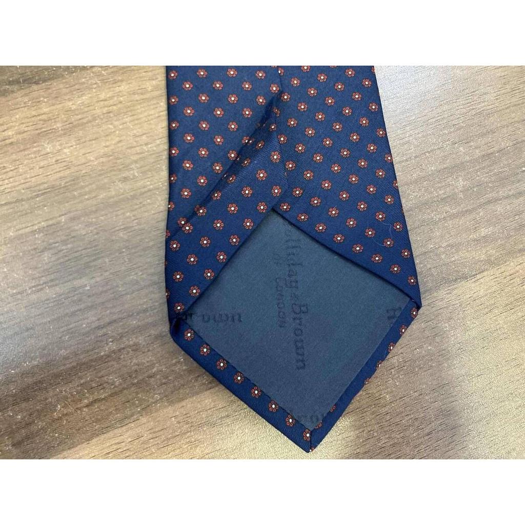 Used Holliday&Brown Necktie Made in England Silk Navy Fine Pattern