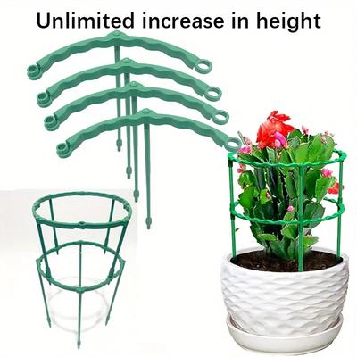 4-Pack Adjustable Plastic Plant Support Cages - Flexible Garden Plant Support Frames for Indoor & Outdoor Use