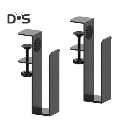 

2 шт. Регулируемый органайзер для хранения ноутбука на боку стола, прочный несущий металлический держатель для ноутбука, зажимы без проколов чёрный