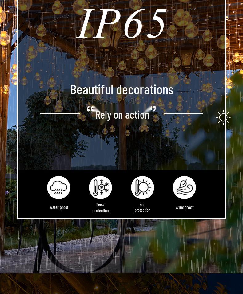 Waterproof Solar Wish Ball String Lights for Outdoor Patio, Garden, or Balcony Decor