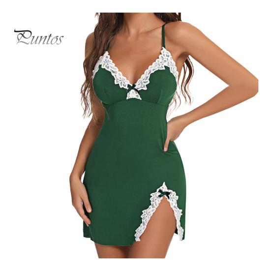 

Летняя женская ночная рубашка с открытой спиной и глубоким V-образным вырезом, без рукавов, кружевная отделка, разрез по низу, ночная рубашка на тонких бретельках, для спальни, для медового месяца, для брачной ночи 5XL зелёный