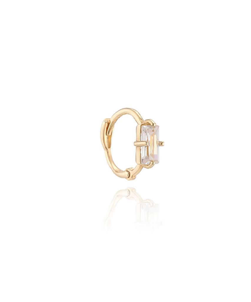 Lloyd Classic Baguette Stone 14K Gold One-Touch Half Earrings Lofp1009G