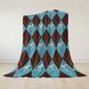 Argyle Bow Print Flannel Blanket Warm Soft Halloween Christmas Couch Warm Cozy Decorative Decor Gift for All Season
