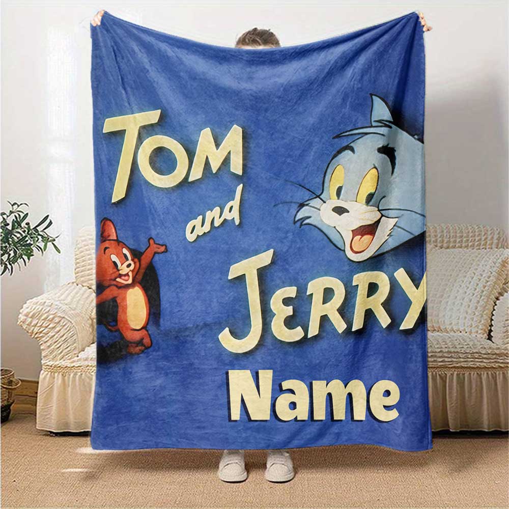 Warner (10) Customize Your Name Blanket Throw Customizable Blanket Soft & Cozy for Living Room Couch Sofa Home Decor Four Seasons Multipurpose