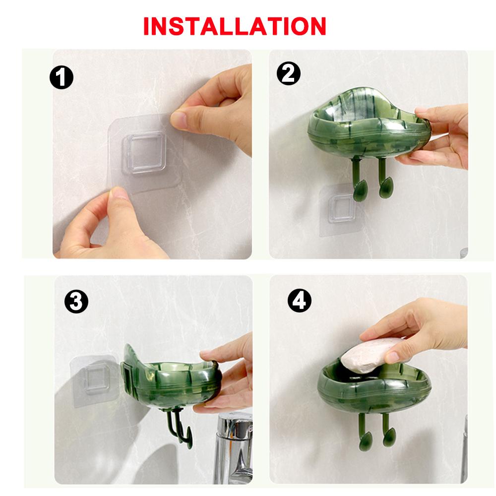 1pcs Double Layer Wall Mounted Self Adhesive Soap Dishes Drain Soap Holder Sponge Holder Kitchen Bathroom Storage Rack Hook
