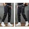 Spring Fall Men Cargo Pants Loose Drawstring Elastic Waist Multi Pockets Ankle-banded Solid Color Plus Size Sport Trousers Daily Wear Ninth Pants