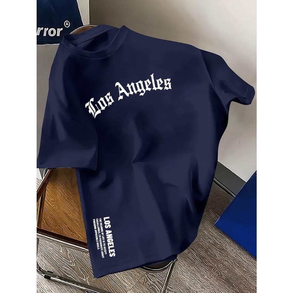 Herren Sommer Los Angeles Mode Buchstaben Druck Locker Lässig Bequem Baumwolle Rundhals Kurzarm T-Shirt Top