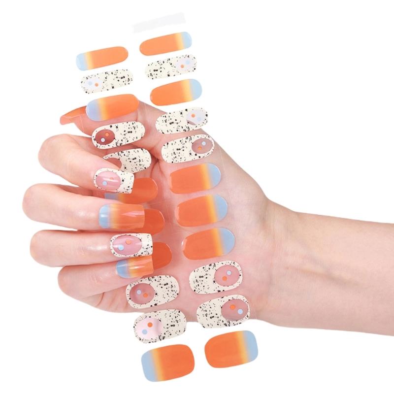 Gel Nail Stickers Full Cover Self Adhesive French Manicure Strips Quick Apply No UV Light Required with Nail File Stick