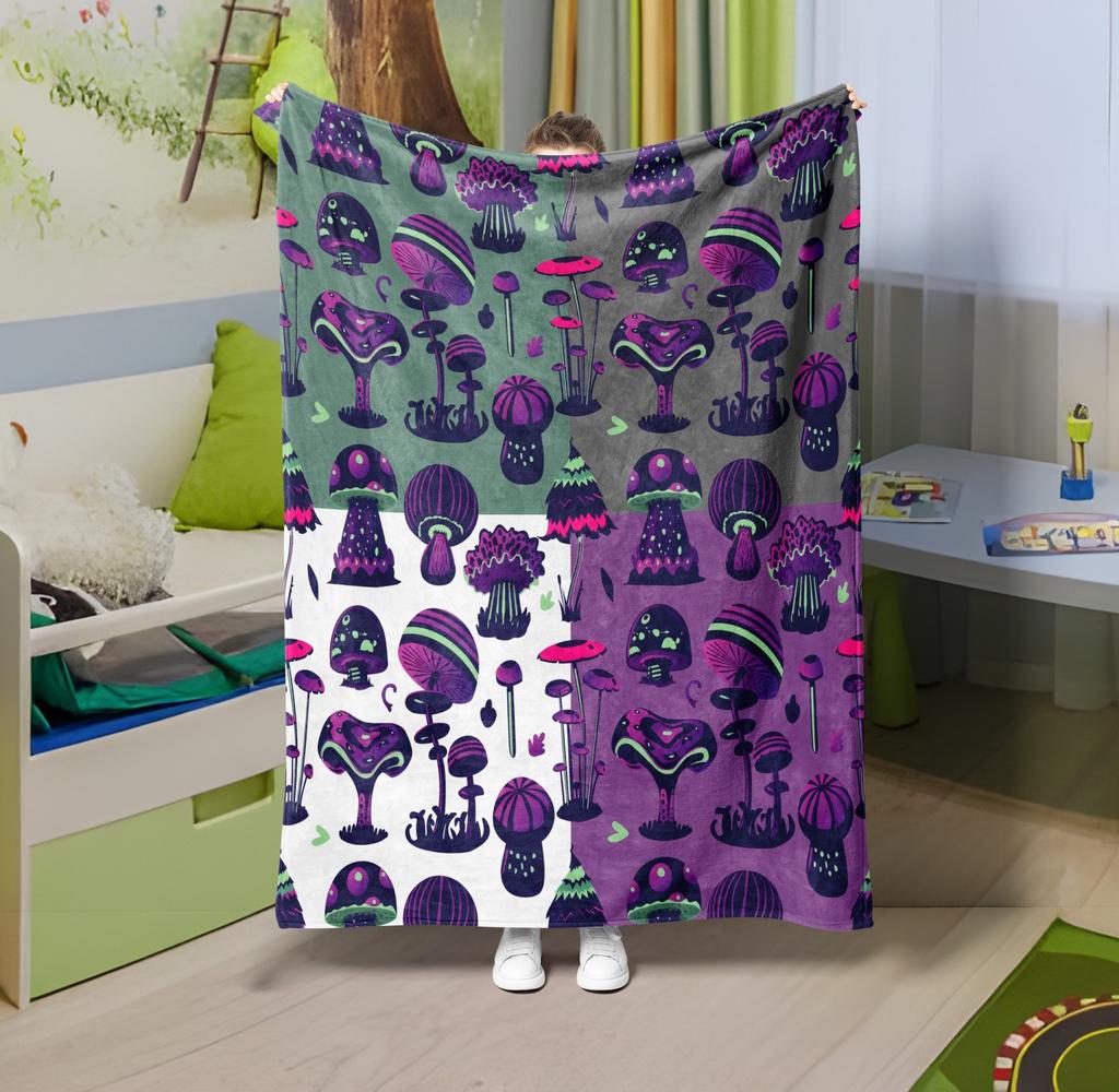 1PC Throw Fantasy Mushroom Flannel Blanket Forest Mushroom arts Bohemia style Soft thin Blankets for Home Car Camping Nap Picnic
