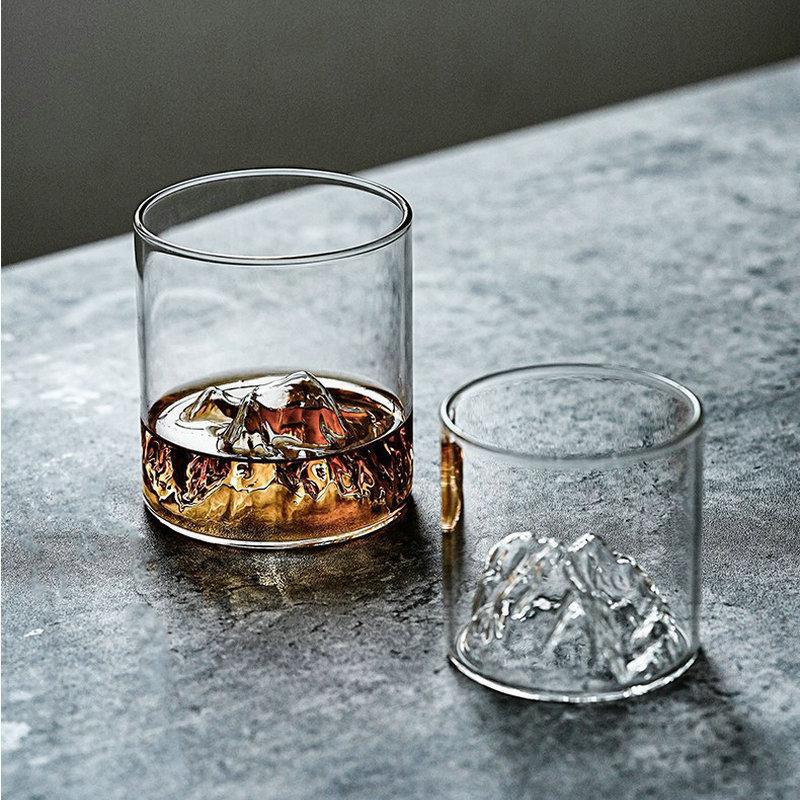 Transparent Household Whiskey Glass Simple Retro Heat-resistant Glass Snow Mountain Cup High-value Mountain Shape Wine Glass