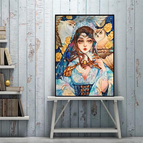 Kit di pittura fai da te con strass 5D, motivo ragazza in resina colorata, strass, arte, per adulti e bambini, disegno con strass dai colori vivaci, decorazione per la casa