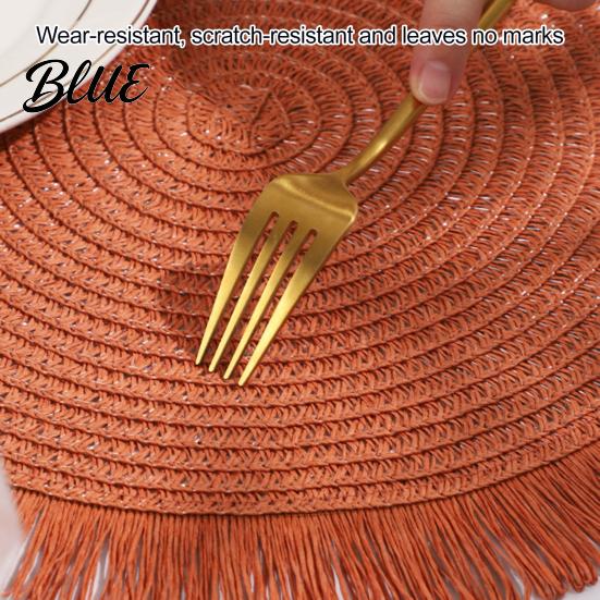 Tassel Table Mats Braided Round Placemats Woven for Kitchen Dining Large Plate Mat