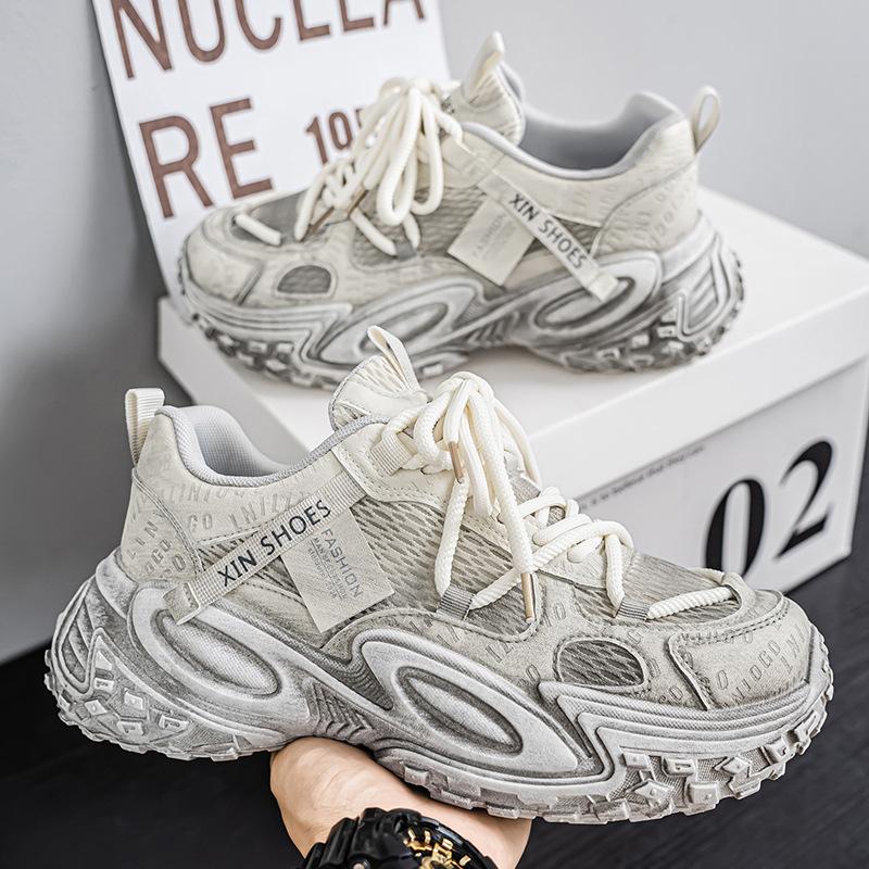 Scarpe sportive casual traspiranti in rete primaverile, suola morbida da corsa, leggere, suola spessa, rialzo, scarpe da papà