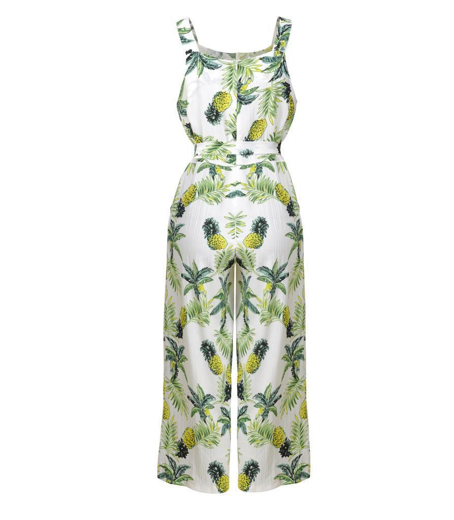 Elegant Summer Floral Print Off Shoulder Sleeveless Jumpsuit For Women Casual Rompers