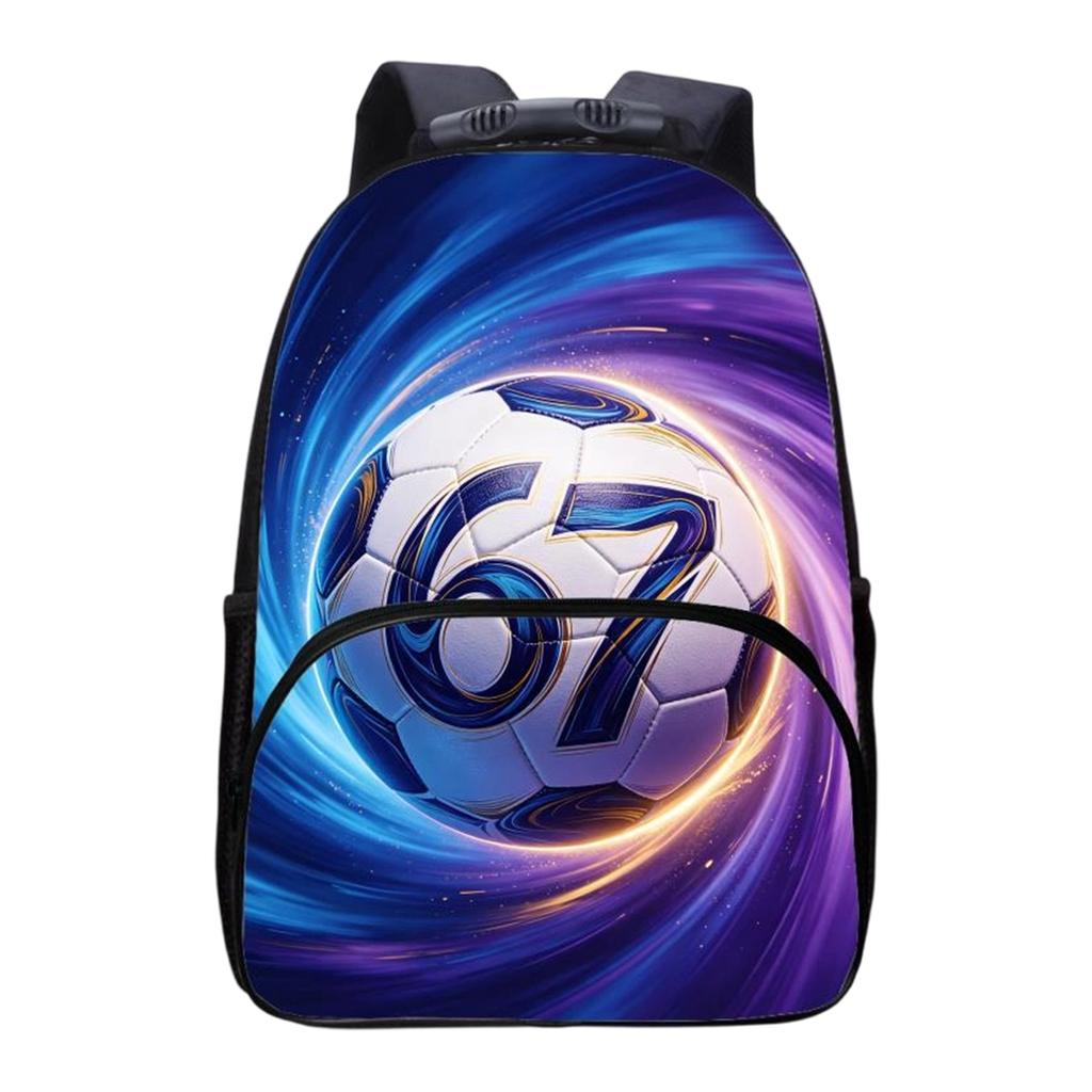 Large Capacity Soccer Print Backpack Durable School Bag with Multiple Compartments Adjustable Shoulder Straps and Front Pocket for Daily Use