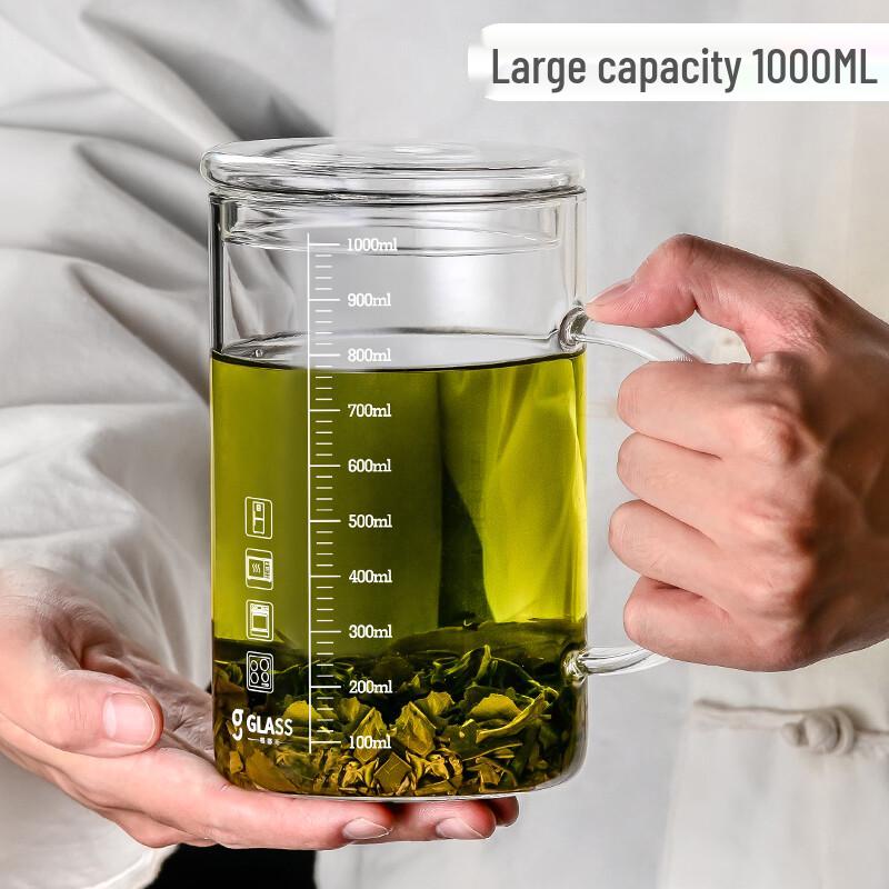 Кружка из высокоборосиликатного стекла с крышкой и ручкой