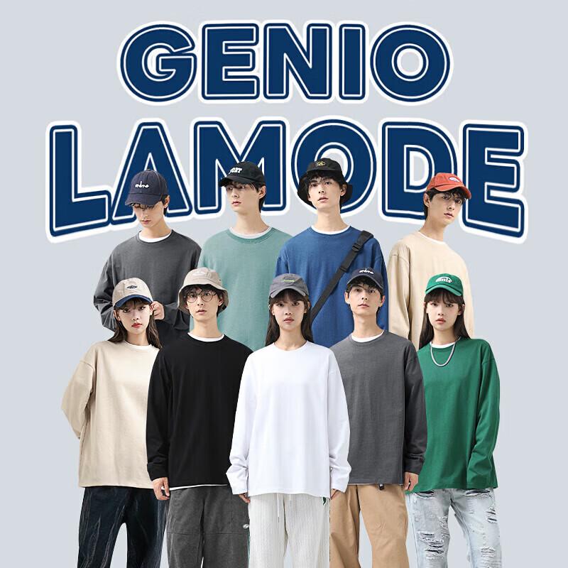 GENIOLAMODE Herren Langarm T-Shirt mit Honigbär-Print aus reiner Baumwolle