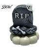 Spooky Tabletop Accents Halloween Figurine, Small Resin Rotating Ghost Skull Pumpkin Gravestone Office Desk Decor Statue, Collectible Ornament