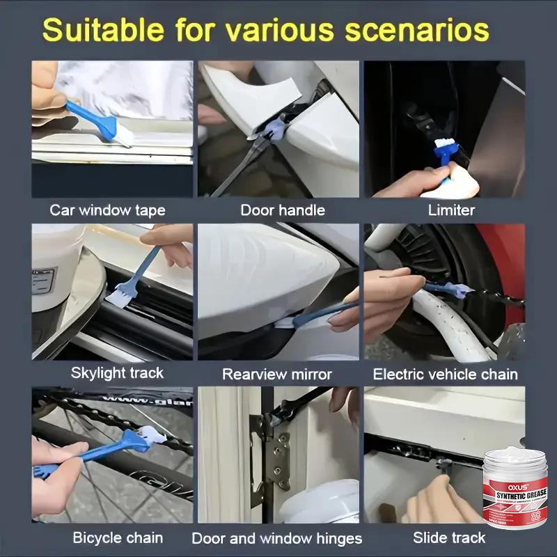 Multi-Purpose White Lithium Grease by Lubricant with Brush for Garage Doors, Bearings & Automotive
